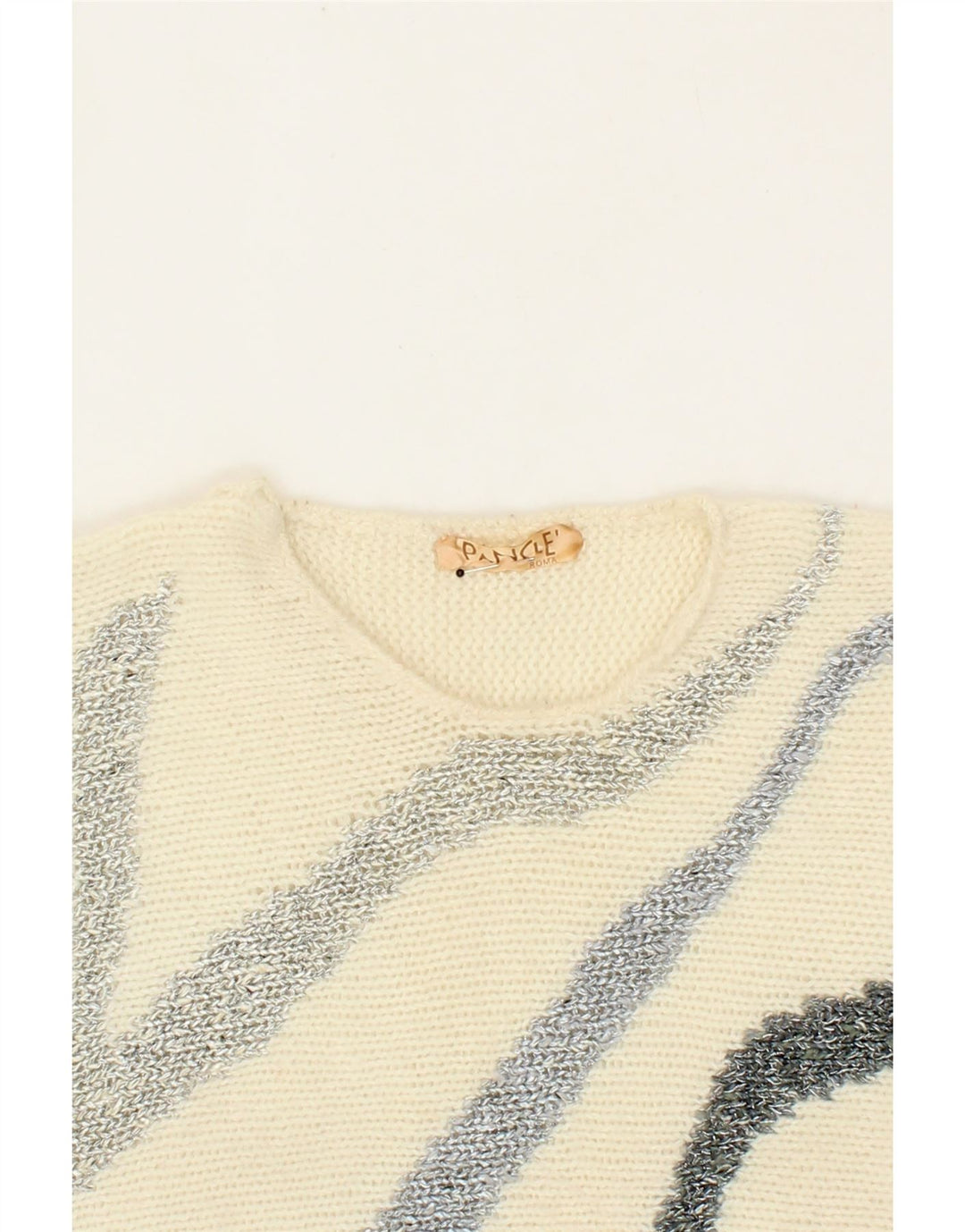 VINTAGE Womens Boat Neck Jumper Sweater UK 12 Medium White Vintage Vintage and Second-Hand Vintage from Messina Hembry 