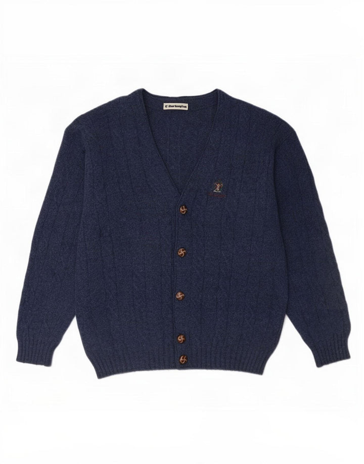 Suéter cardigã masculino Burlington IT 48 lã azul marinho médio