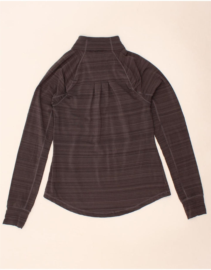 FILA Womens Zip Neck Pullover Tracksuit Top UK 12 Medium Grey Striped Vintage Fila and Second-Hand Fila from Messina Hembry 