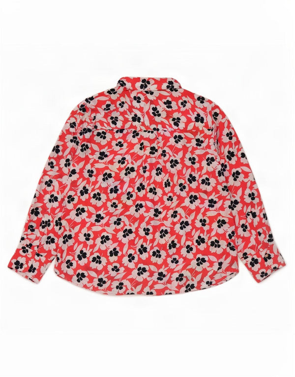 Blusa feminina Marks & Spencer grande tamanho Reino Unido 18 XL poliéster floral vermelho