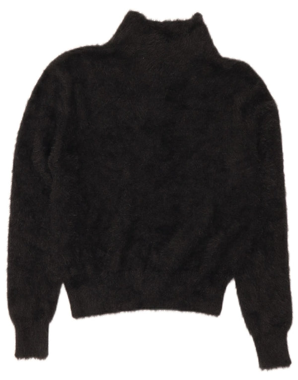 Zara Suéter feminino cropped com gola polo Reino Unido 10 pequeno preto nylon
