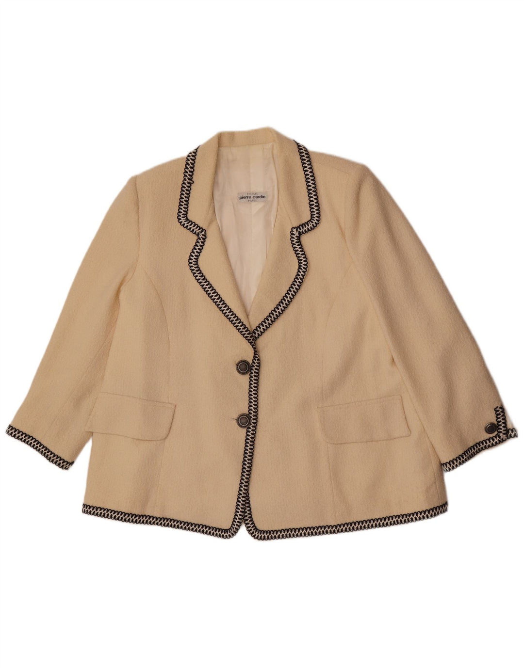 Jaqueta blazer feminina Pierre Cardin com 2 botões Reino Unido 14 grande bege