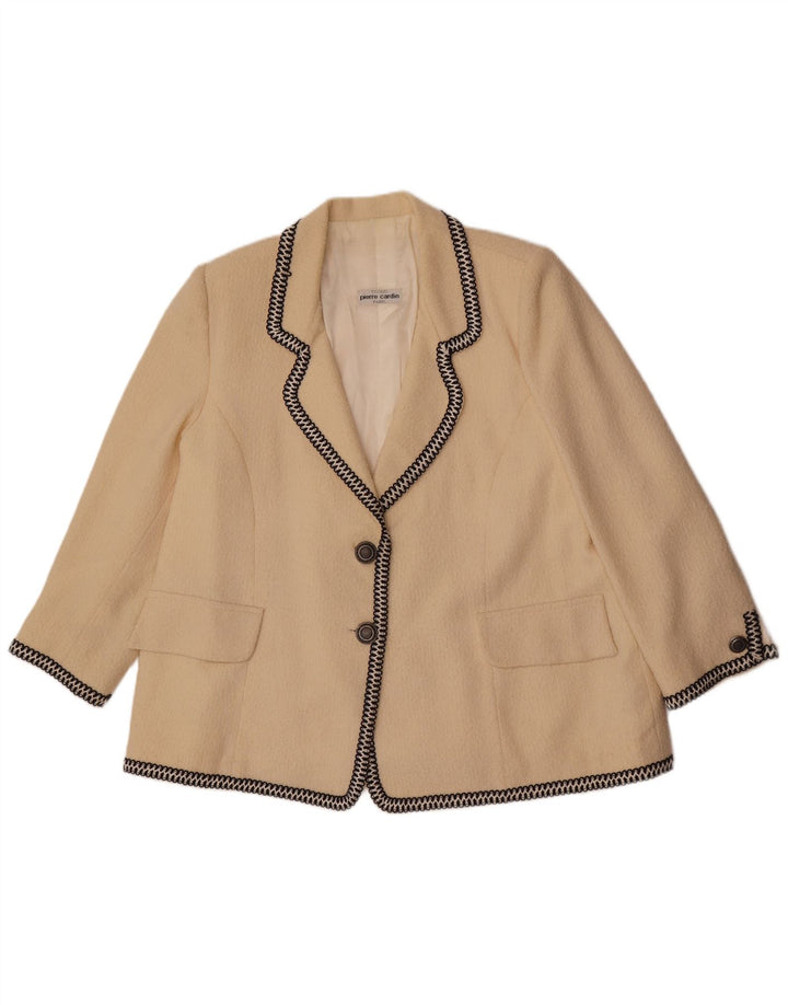 Jaqueta blazer feminina Pierre Cardin com 2 botões Reino Unido 14 grande bege