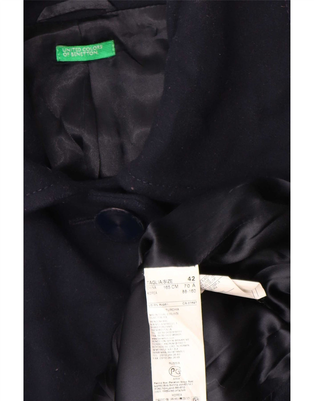 Sobretudo feminino Benetton IT 42 lã azul marinho médio
