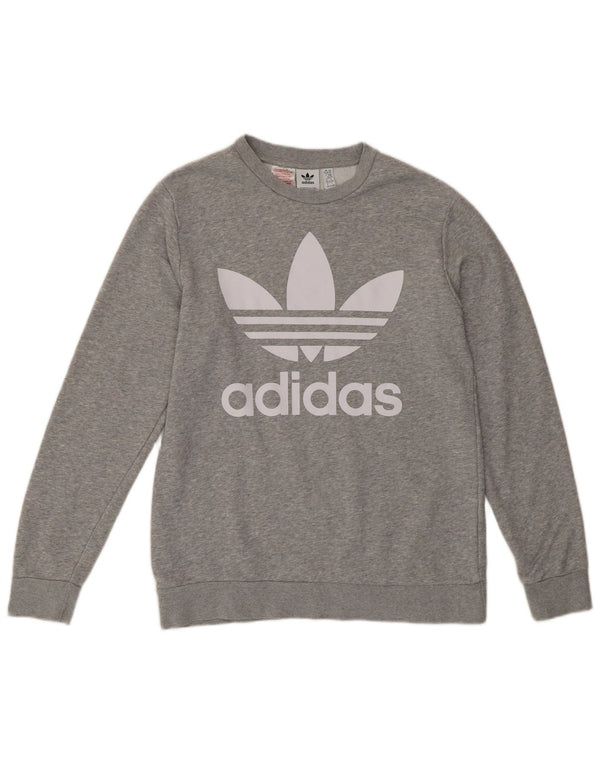 Suéter gráfico Adidas feminino 15-16 anos algodão manchado cinza