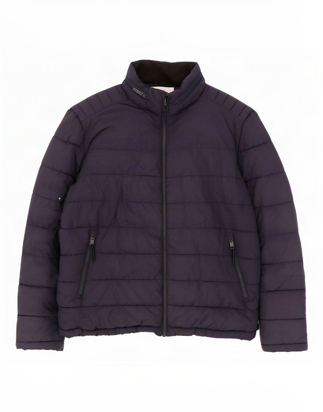 Jaqueta acolchoada com capuz masculina Zara UK 42 XL azul marinho