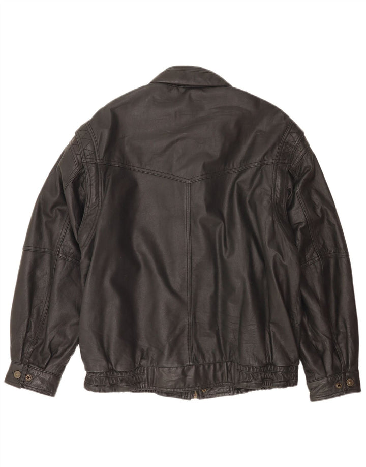 Jaqueta de couro bomber masculina vintage UE 50 grande couro preto