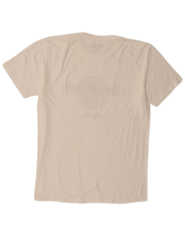 Camiseta masculina Hard Rock Cafe Seville com estampa gráfica grande de algodão branco