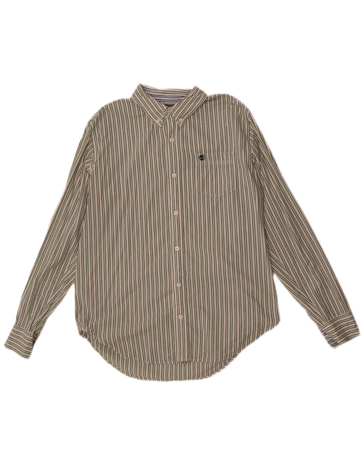 Camisa masculina Timberland Slim Fit grande algodão listrado verde