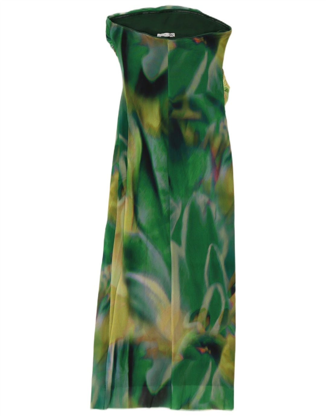 ZARA Vestido feminino com estampa abstrata maxi sem alças Reino Unido 12 verde médio