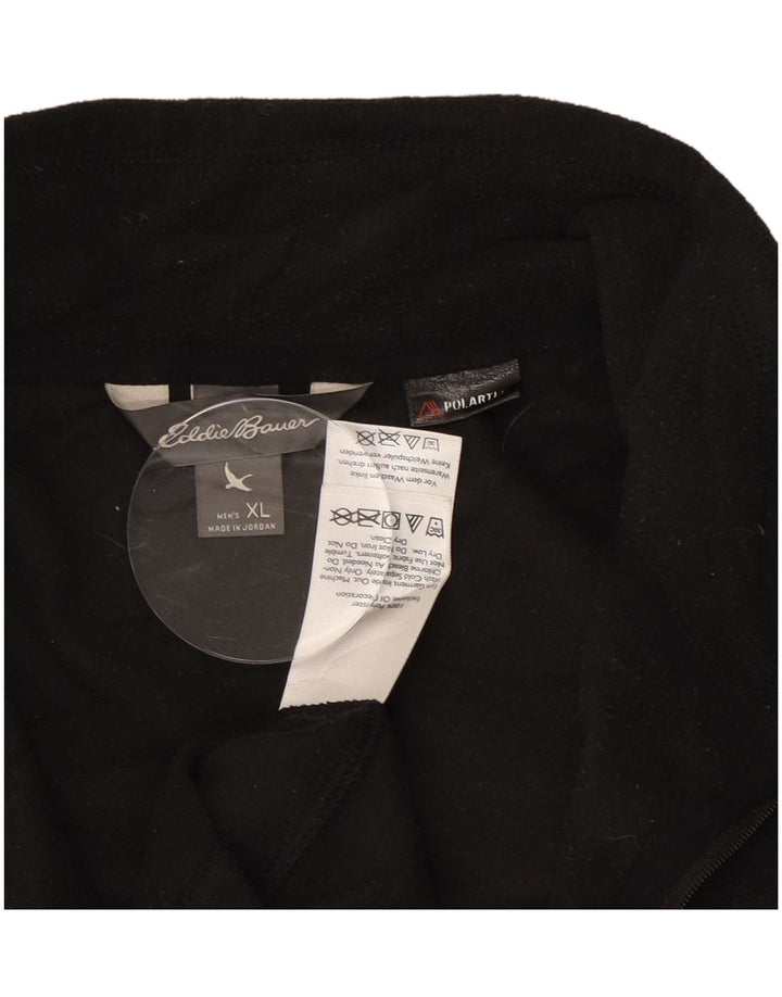 Eddie Bauer Suéter masculino de lã com zíper e gola XL poliéster preto