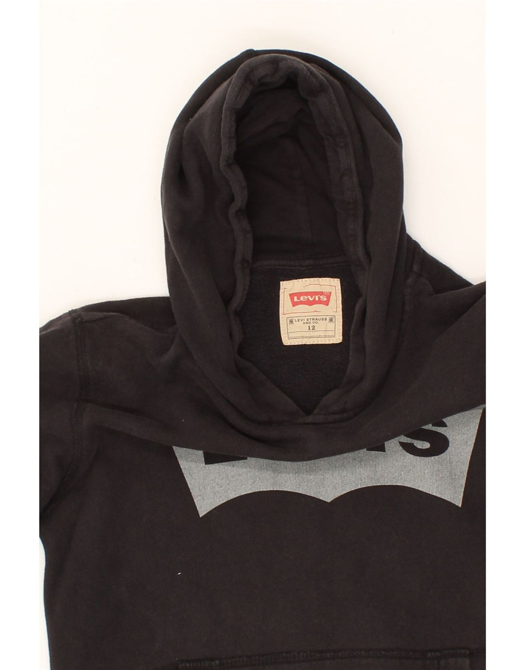 LEVI'S Boys Graphic Hoodie Jumper 11-12 Years Black Cotton Vintage Levi's and Second-Hand Levi's from Messina Hembry 