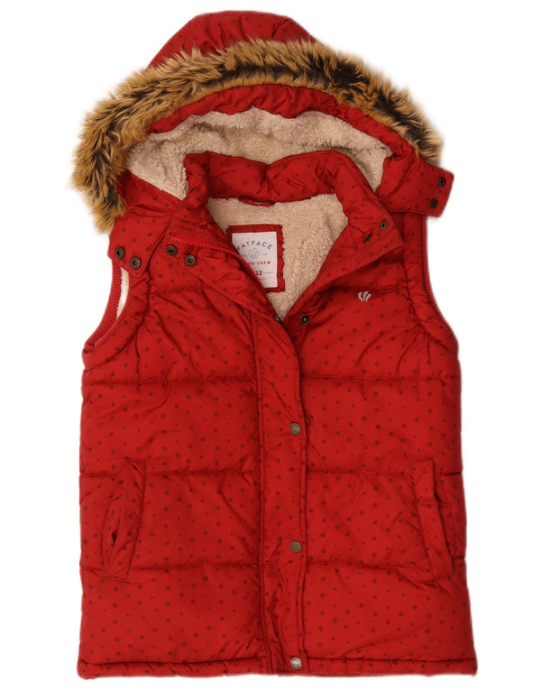 Colete acolchoado Sherpa com capuz para meninas com rosto gordo 11-12 anos de poliéster manchado vermelho