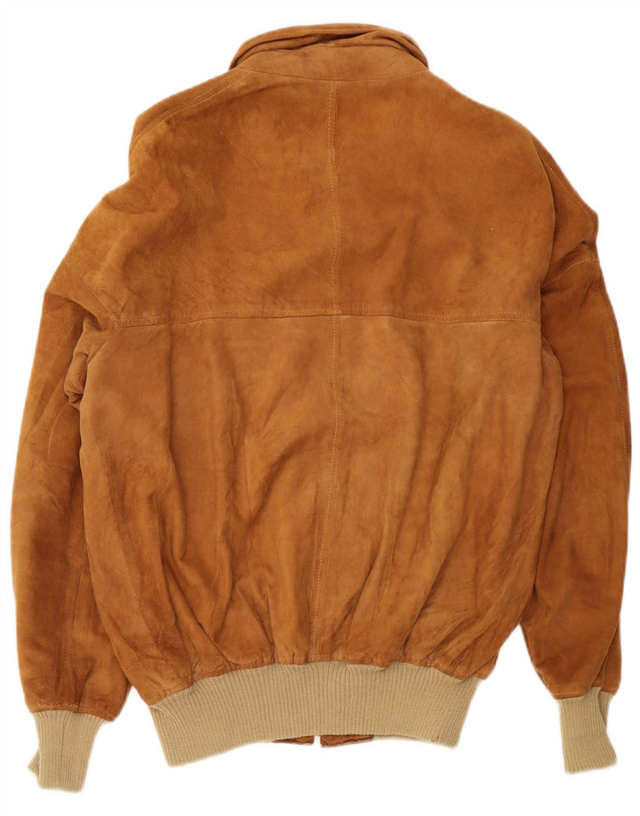 Jaqueta bomber masculina vintage de camurça Reino Unido 40 grande couro marrom