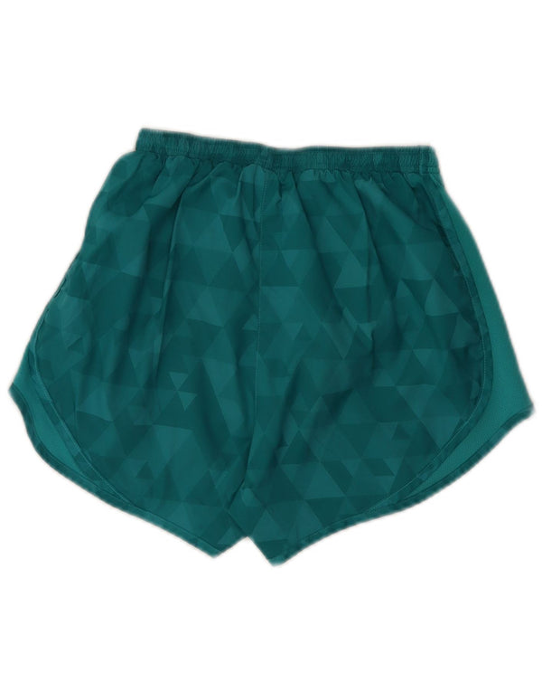Shorts esportivos femininos Nike Dri Fit UK 4 XS turquesa poliéster geométrico