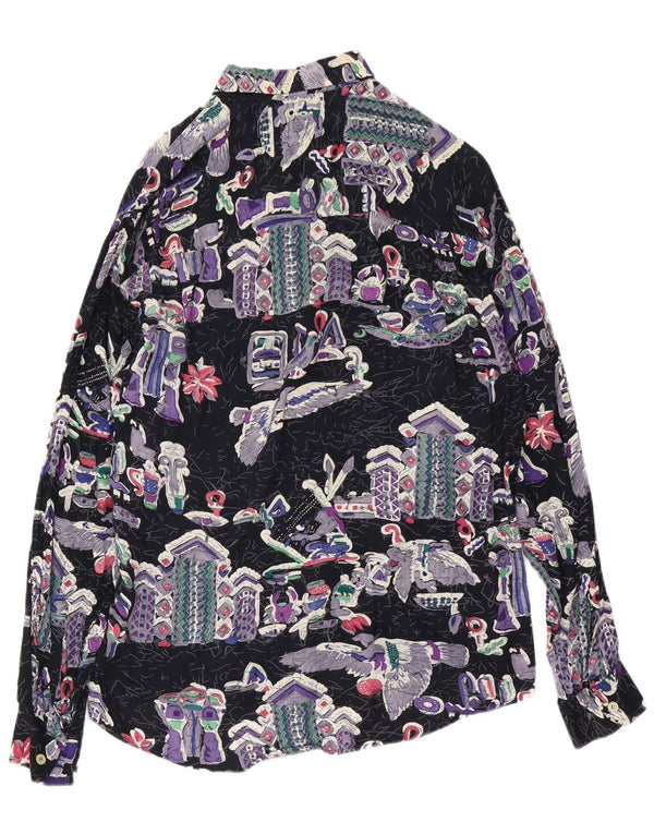 Camisa masculina com estampa abstrata HARRIS de LUCA pequena viscose multicolorida