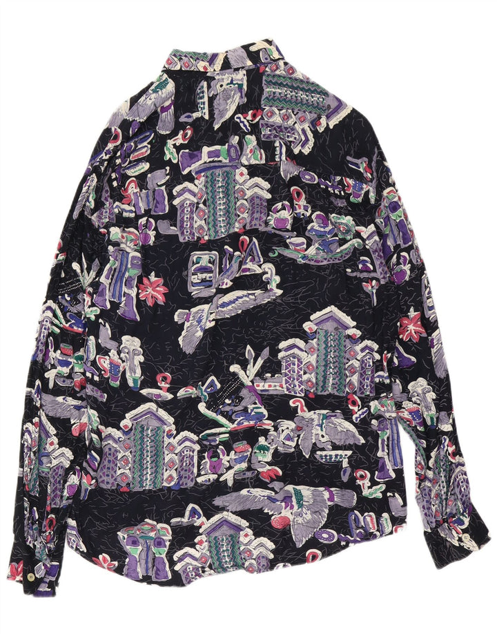 Camisa masculina com estampa abstrata HARRIS de LUCA pequena viscose multicolorida