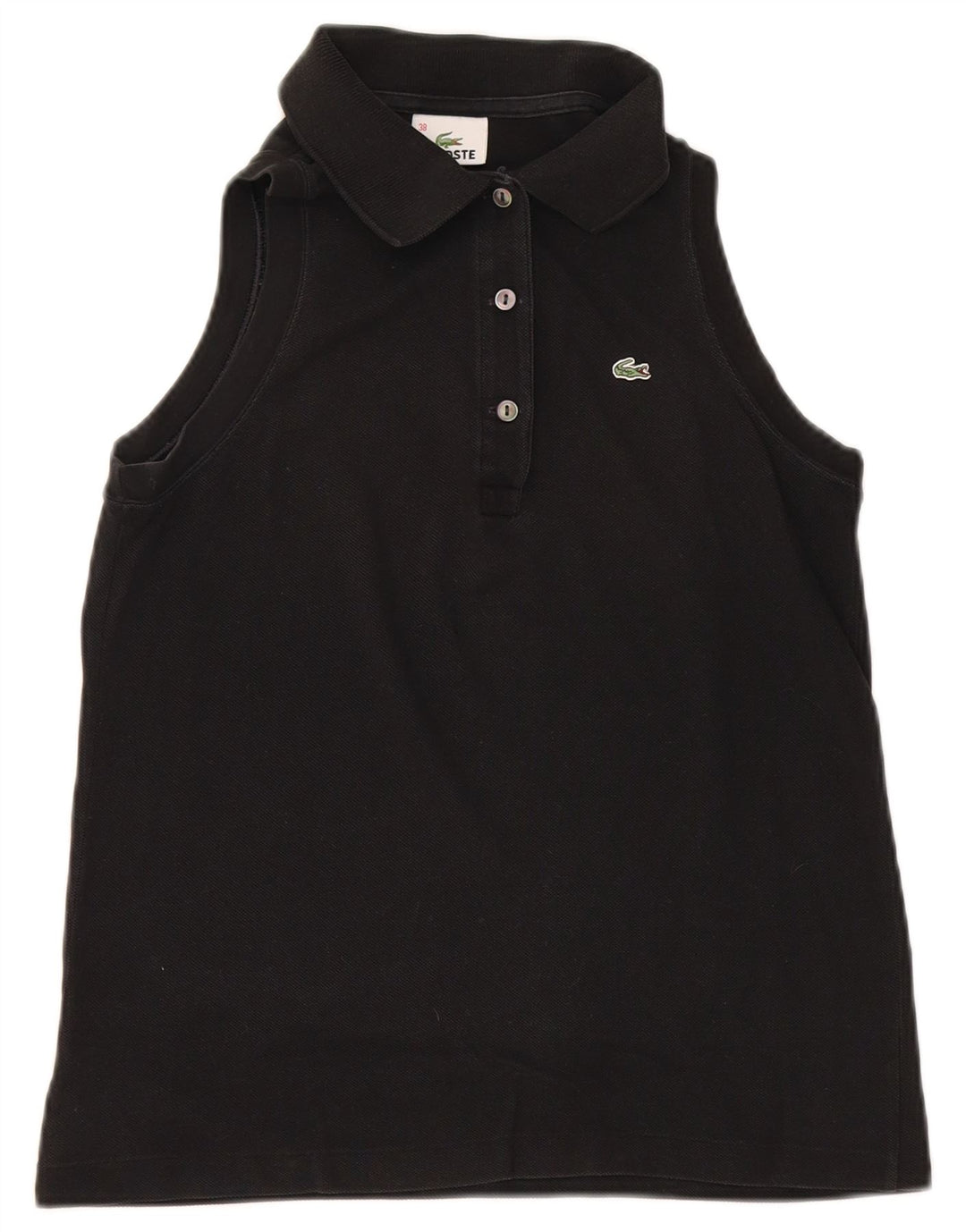 Camisa polo feminina sem mangas Lacoste tamanho 38 algodão preto médio