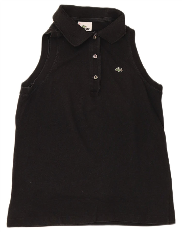Camisa polo feminina sem mangas Lacoste tamanho 38 algodão preto médio