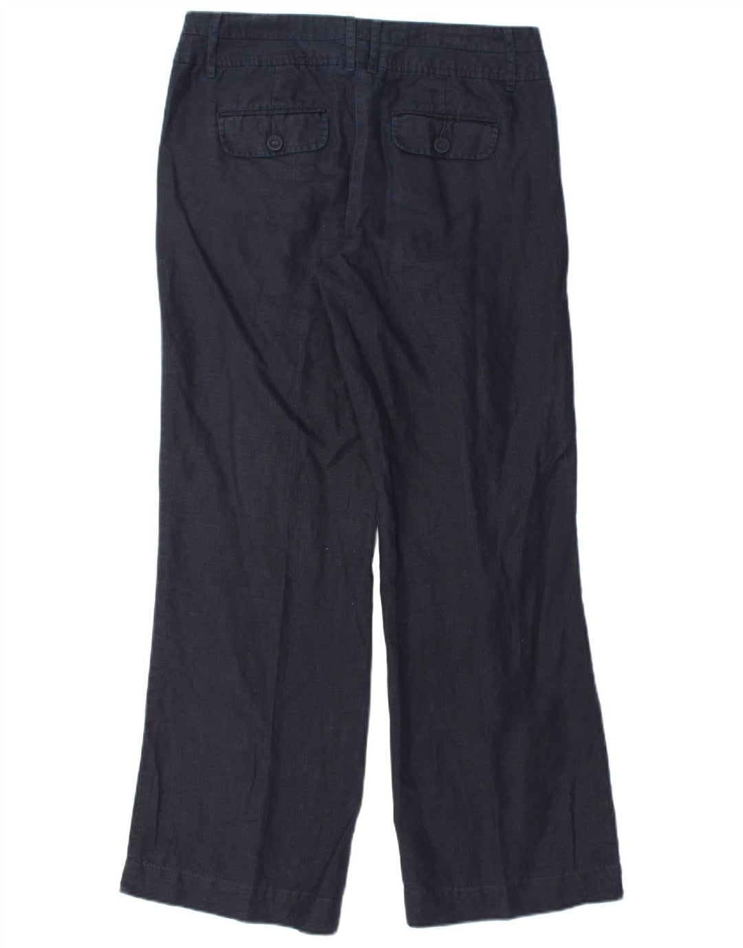 Calça chino feminina MONSOON com perna larga Reino Unido 10 pequena W32 L31 linho azul marinho