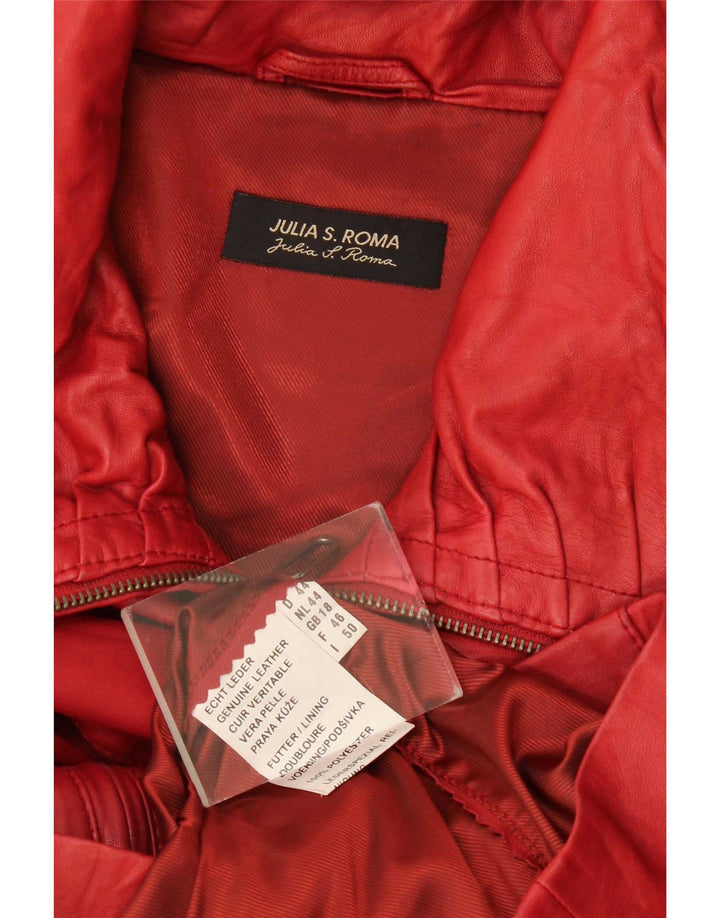Jaqueta de couro feminina Julia S. Roma UK 18 XL couro vermelho