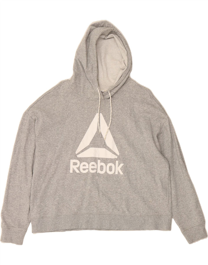 REEBOK Womens Graphic Hoodie Jumper UK 20 2XL Grey Cotton Vintage Reebok and Second-Hand Reebok from Messina Hembry 