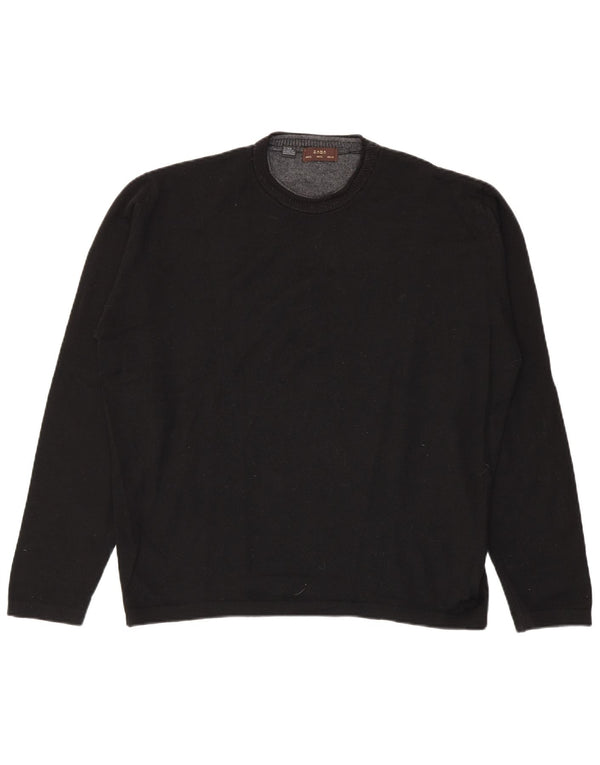 Zara Suéter masculino com gola redonda XL lã preta