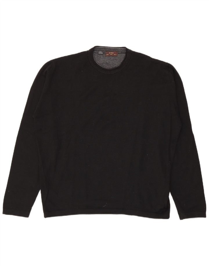 Zara Suéter masculino com gola redonda XL lã preta