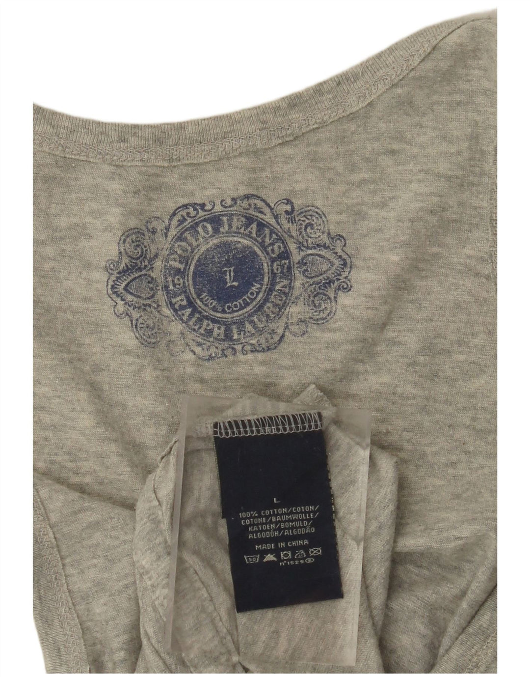 Top colete gráfico feminino POLO RALPH LAUREN Reino Unido 14 grande algodão cinza