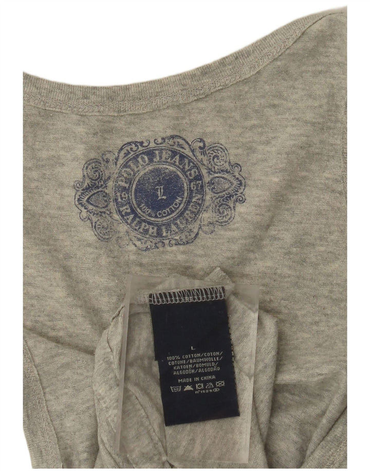 Top colete gráfico feminino POLO RALPH LAUREN Reino Unido 14 grande algodão cinza