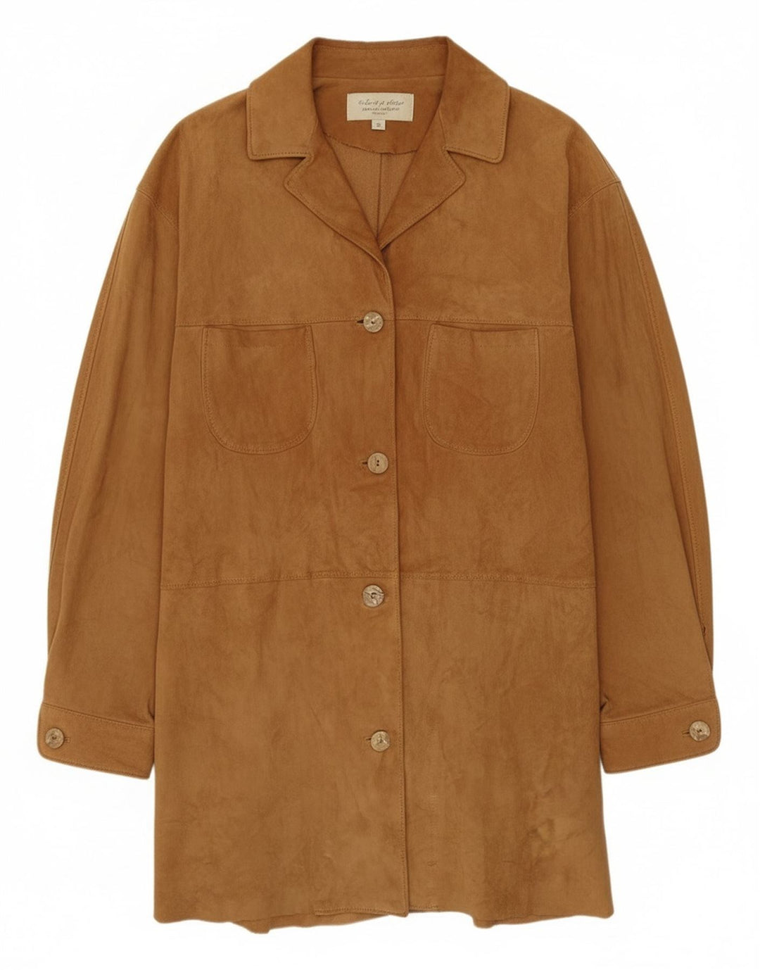 Sobretudo feminino vintage de camurça IT 42 couro bege médio
