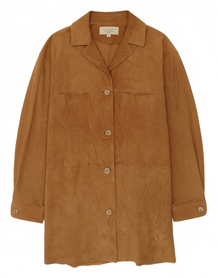 Sobretudo feminino vintage de camurça IT 42 couro bege médio