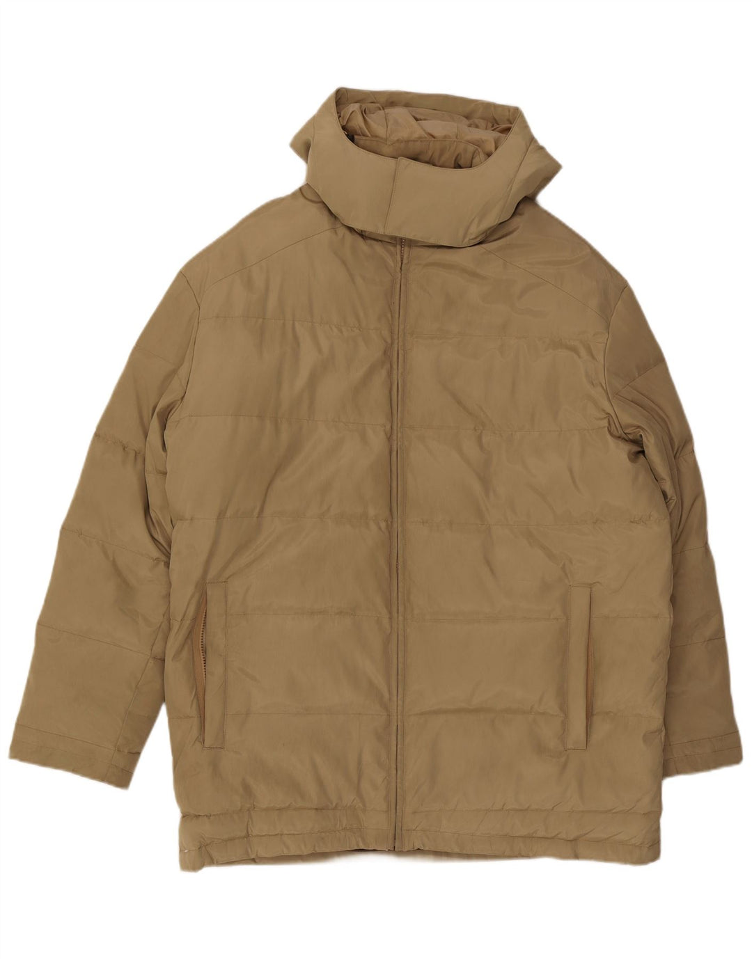 Jaqueta masculina acolchoada com capuz Paul & Shark Reino Unido 42 XL cáqui poliéster