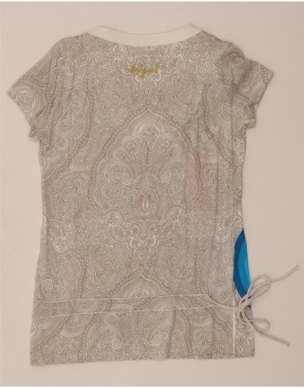 Camiseta feminina Desigual com estampa gráfica UK 18 XL cinza paisley algodão