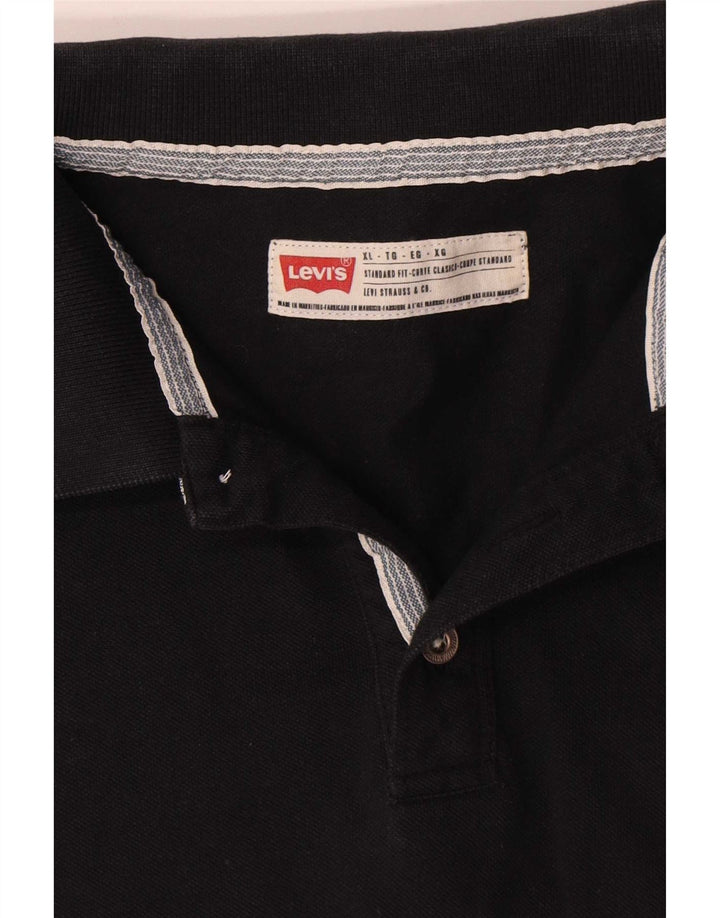 Camisa polo masculina Levi's XL preta de algodão