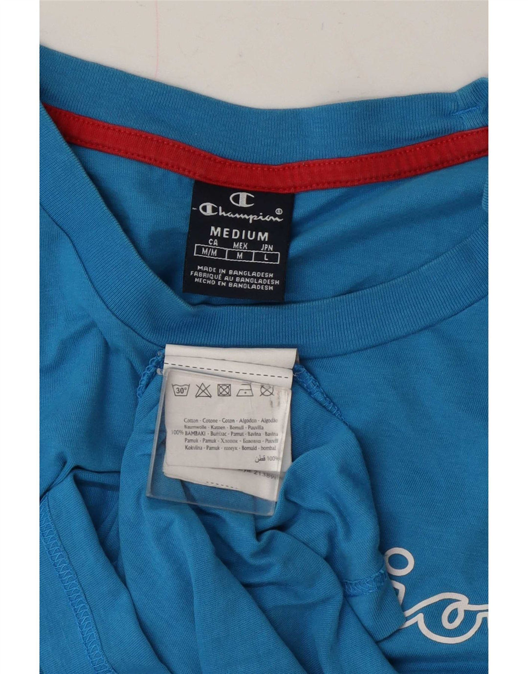 Camiseta masculina estampada Champion algodão azul médio