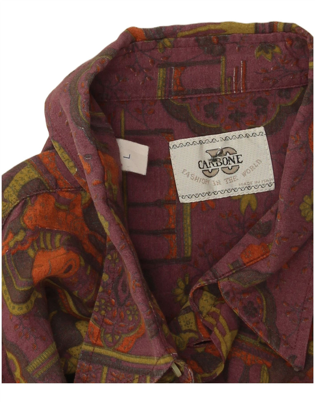 Vintage masculino abstrato padrão camisa grande viscose roxa