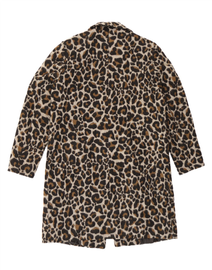 Sobretudo oversized feminino Topshop Reino Unido 10 poliéster marrom pequeno com estampa animal