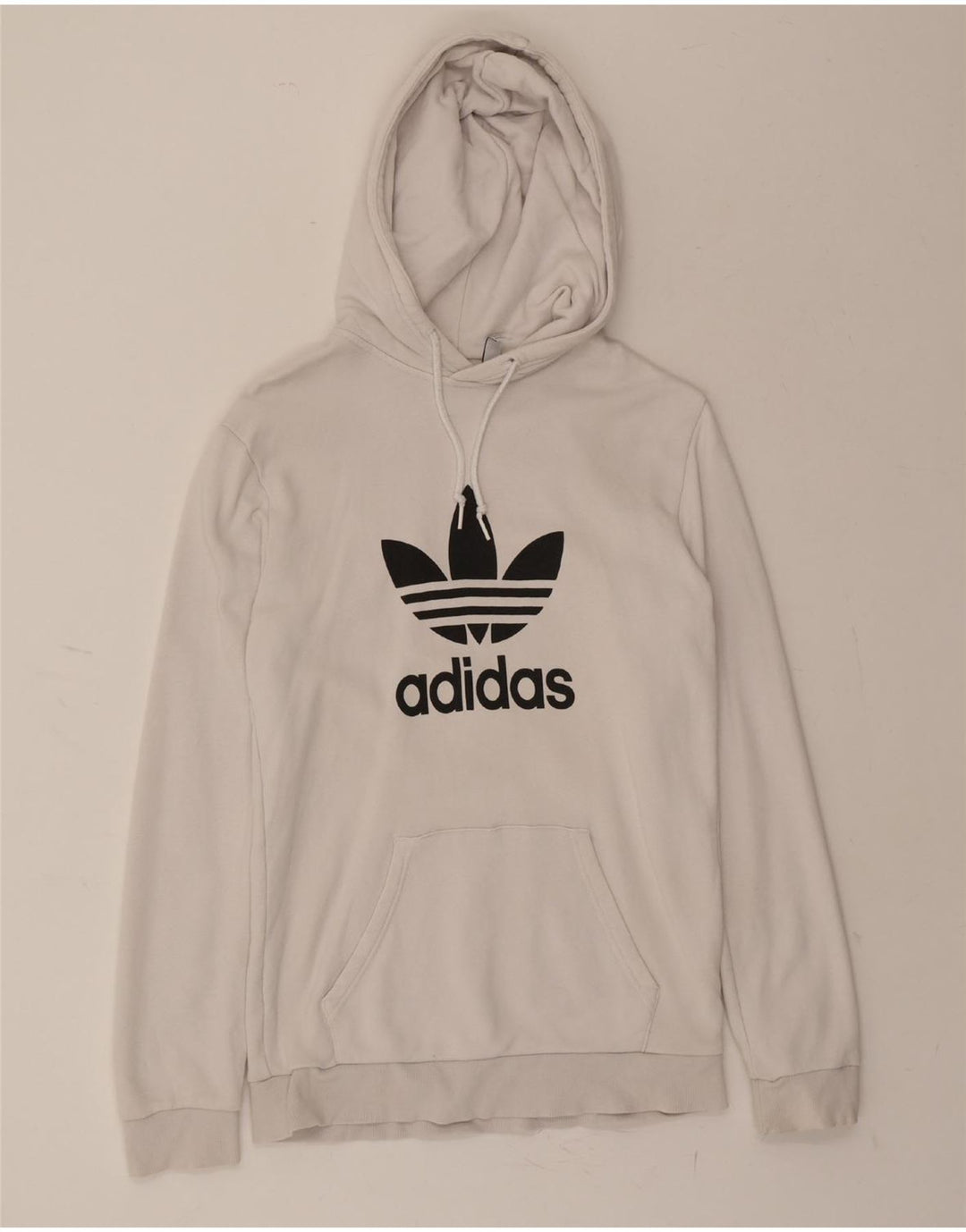 ADIDAS Mens Graphic Hoodie Jumper XS White Cotton Vintage Adidas and Second-Hand Adidas from Messina Hembry 