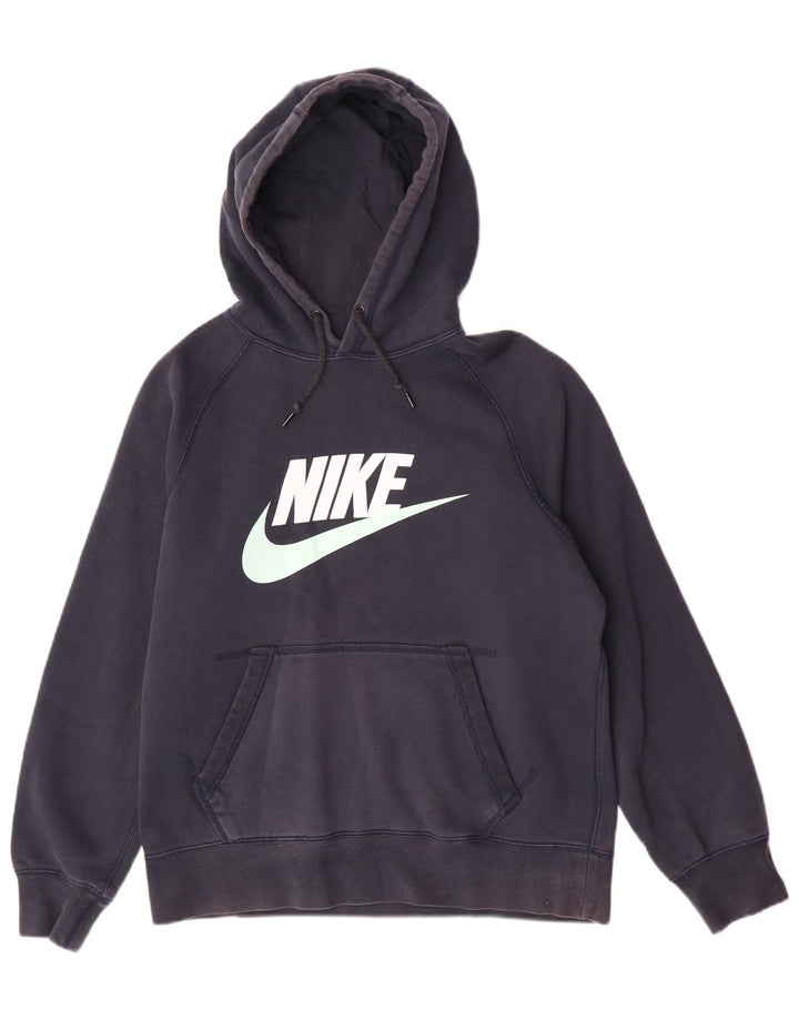 Jumper com capuz gráfico masculino Nike médio azul marinho algodão