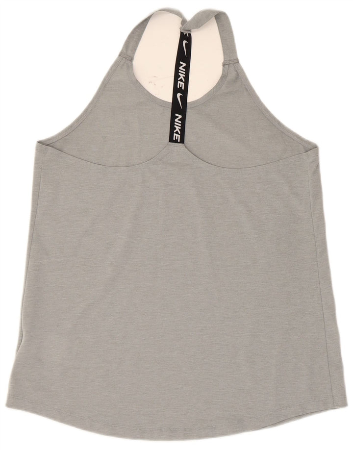 Nike Womens Dri Fit Graphic Vest Top UK 14 Grande Cinza Poliéster