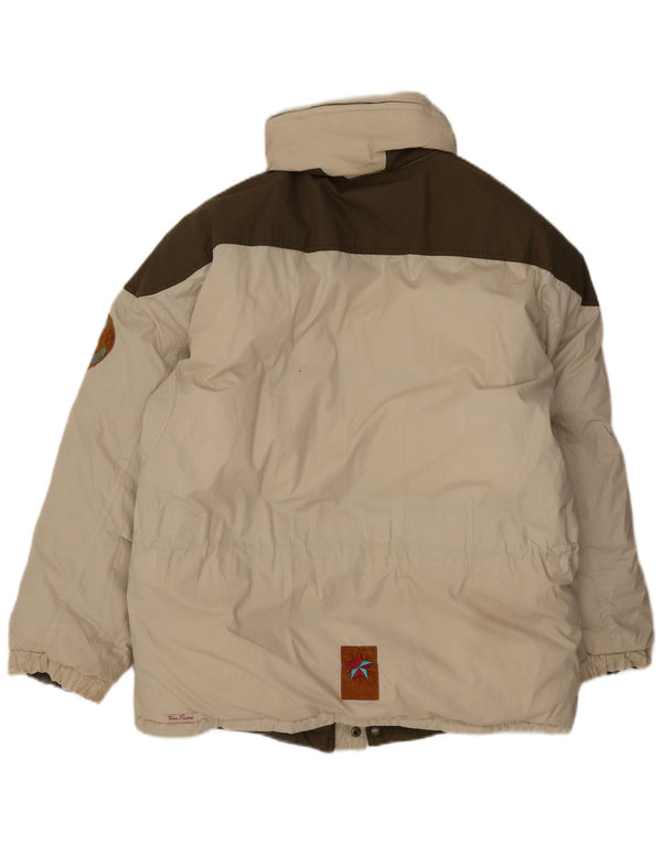 Jaqueta masculina acolchoada reversível com capuz Stratos UK 38 Medium Beige Colourblock