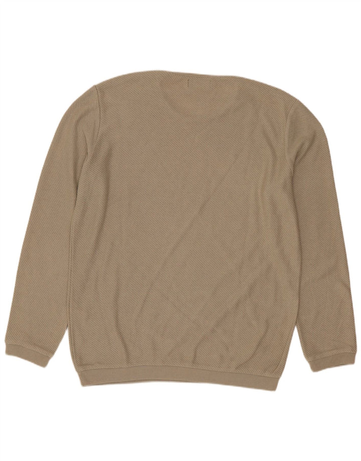 Suéter masculino ZARA com gola redonda, poliéster bege médio