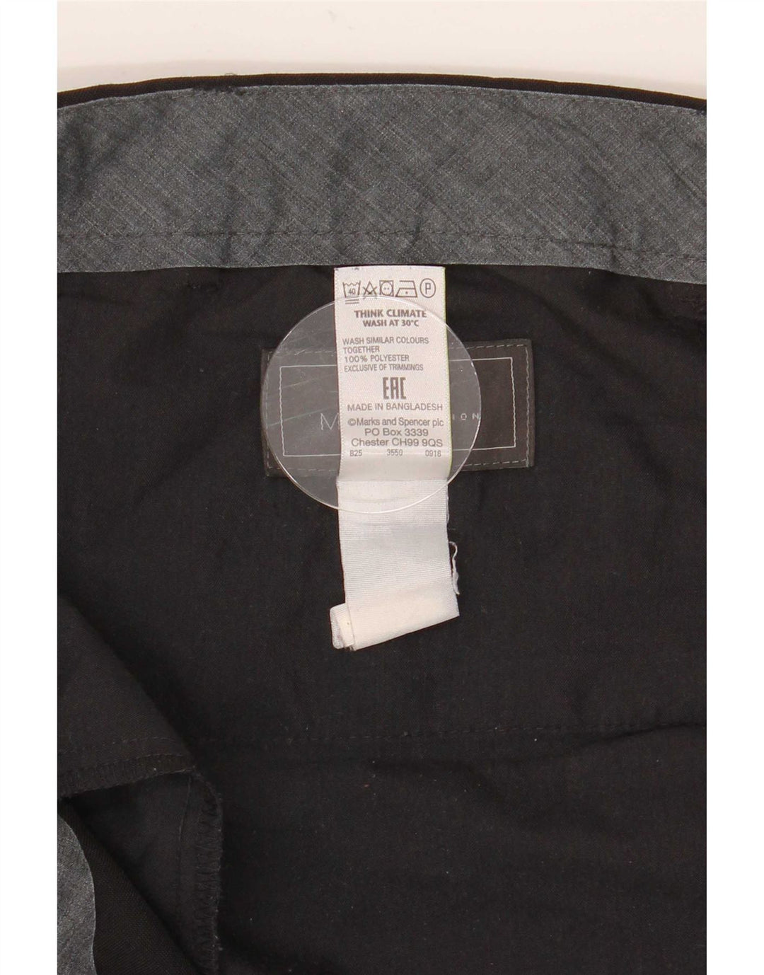 Calça masculina de terno reto Marks & Spencer W40 L29 poliéster preto