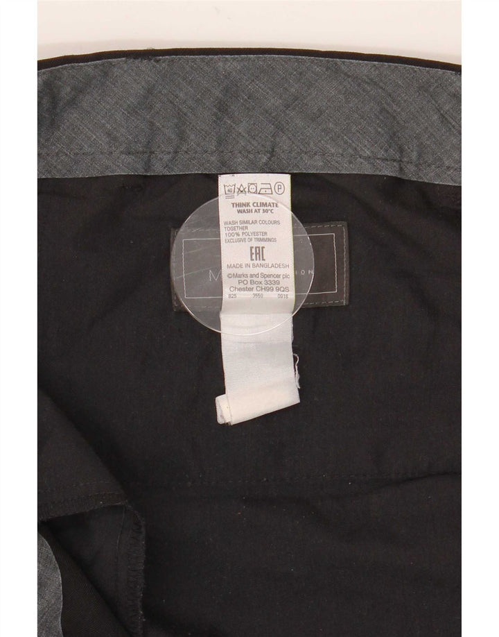 Calça masculina de terno reto Marks & Spencer W40 L29 poliéster preto