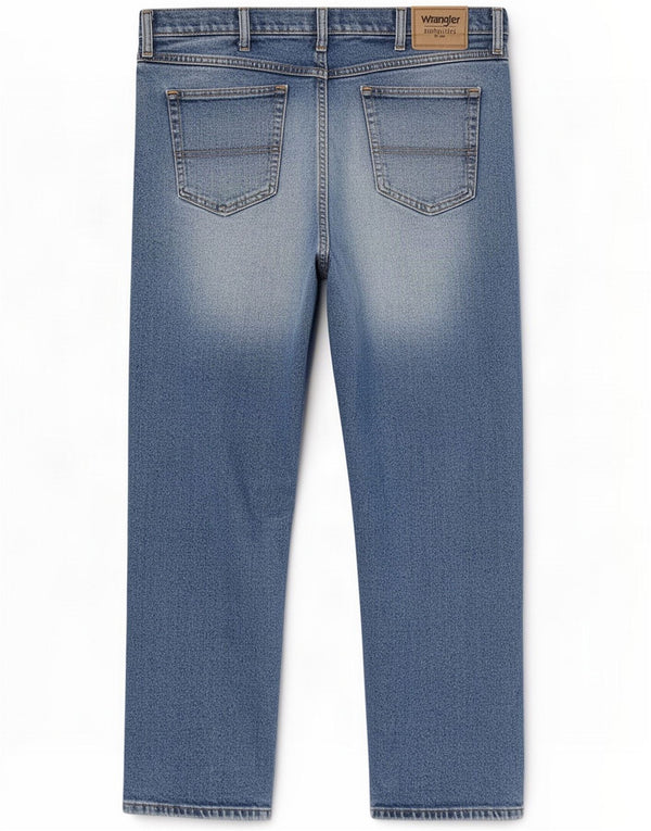 Wrangler Mens Straight Jeans W42 L29 Azul Algodão