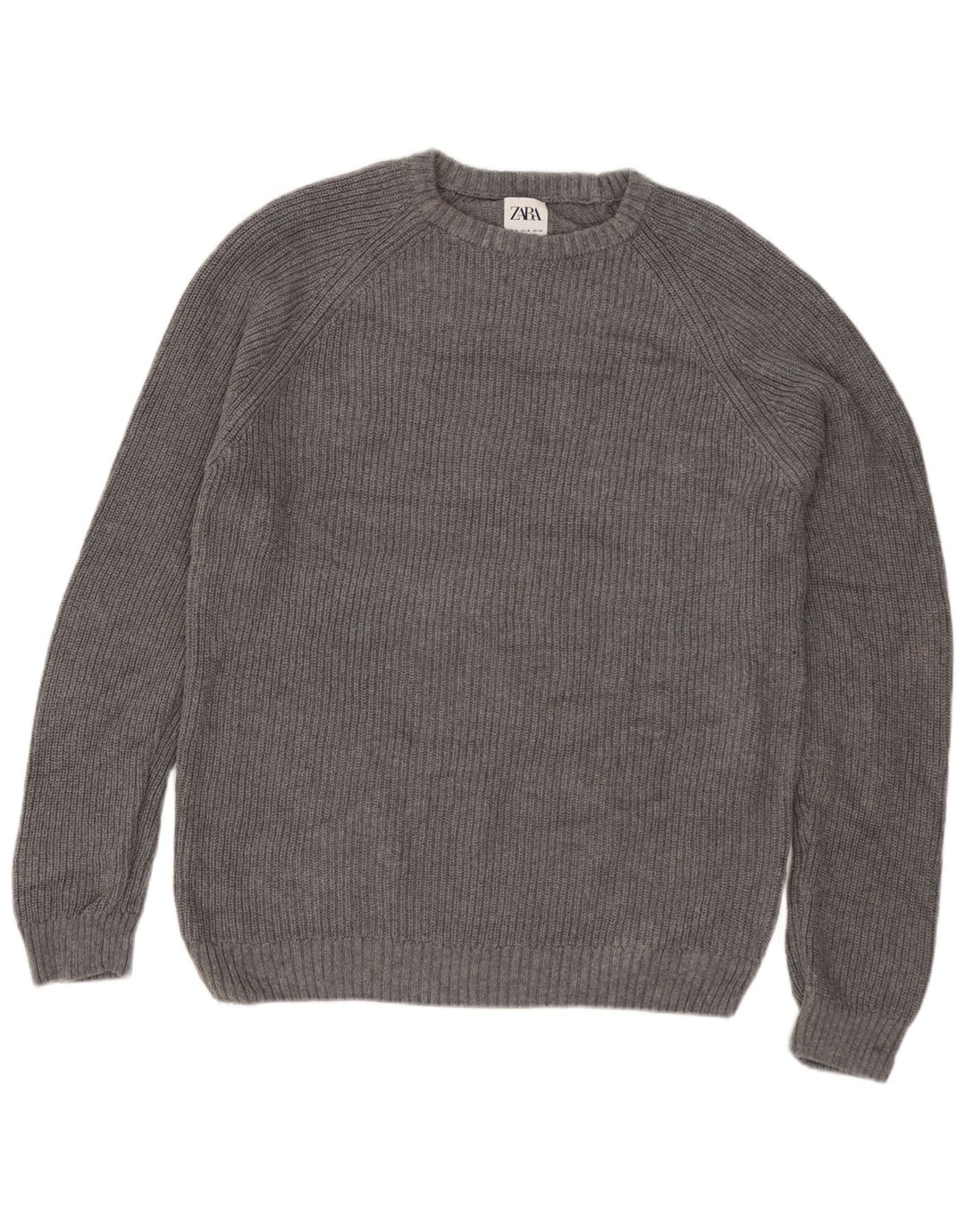 Zara Suéter masculino com gola canoa e algodão cinza médio