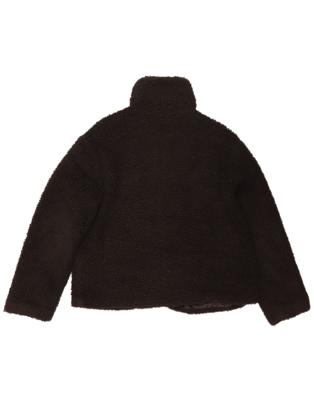Jaqueta de lã superdimensionada feminina Topshop UK 14 poliéster preto médio
