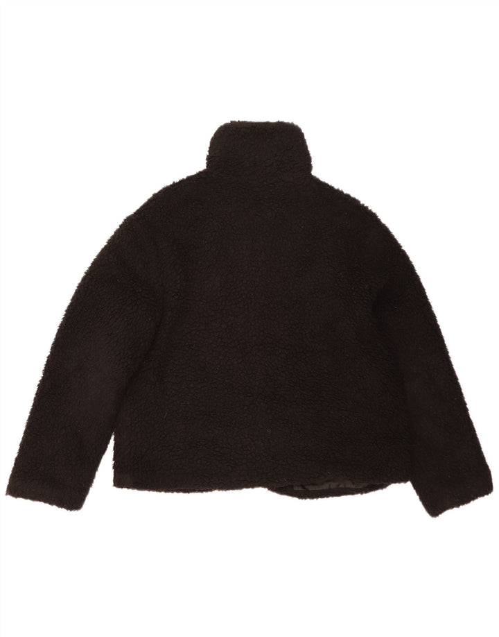 Jaqueta de lã superdimensionada feminina Topshop UK 14 poliéster preto médio