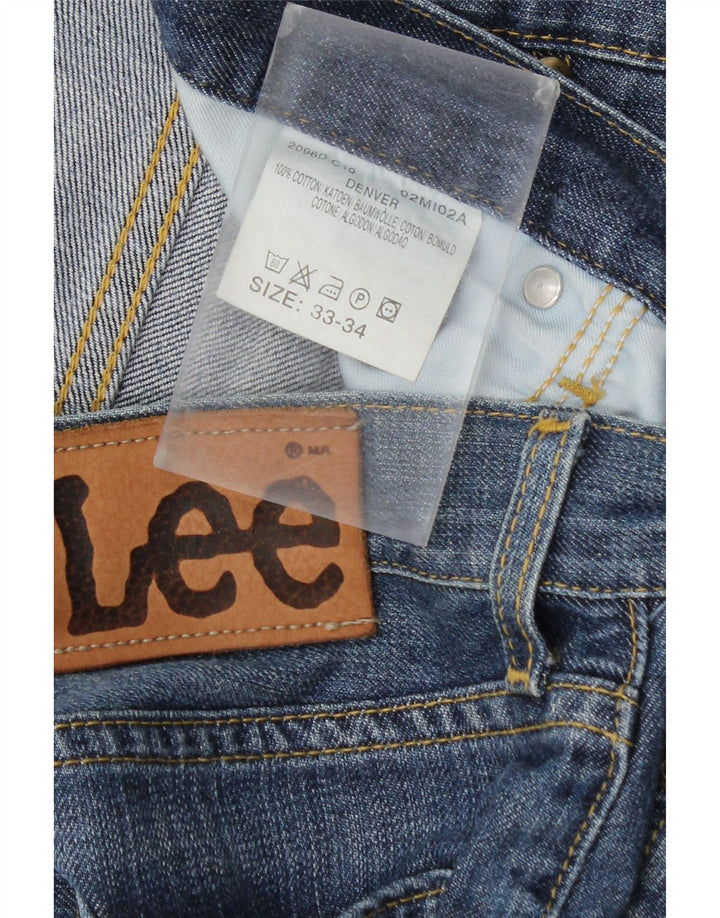 Lee Mens Denver Straight Jeans W33 L29 Azul Algodão